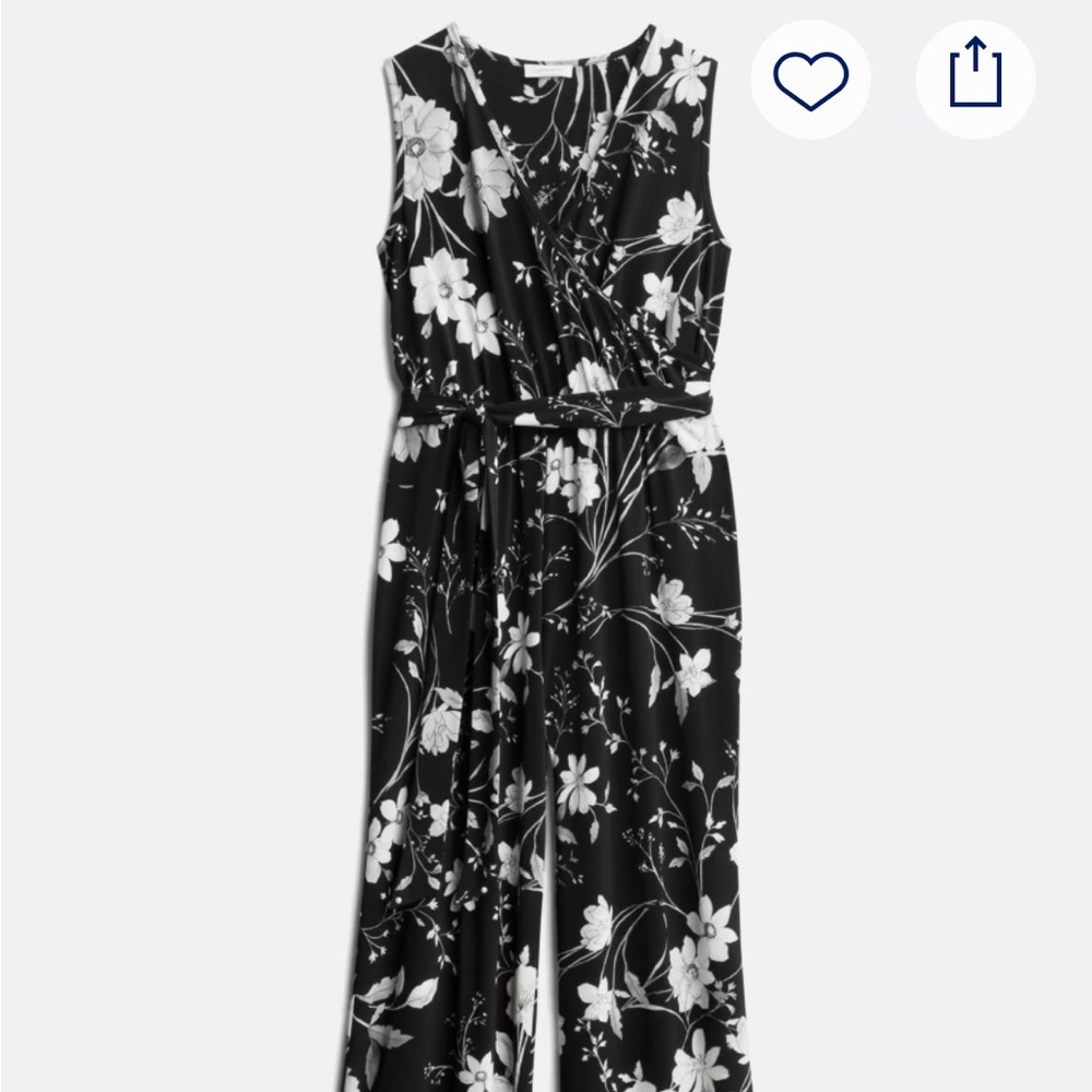 Calvin Klein Black and White Floral jumpsuit size 4